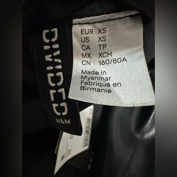 H&M Black Faux Leather Vegan Jacket size XS - Picture 5 of 5